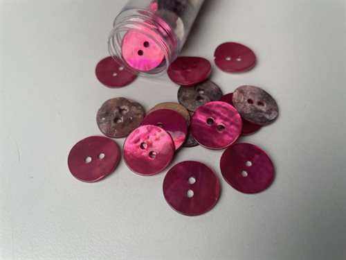 Farvet perlemor knap - pink, 15 mm